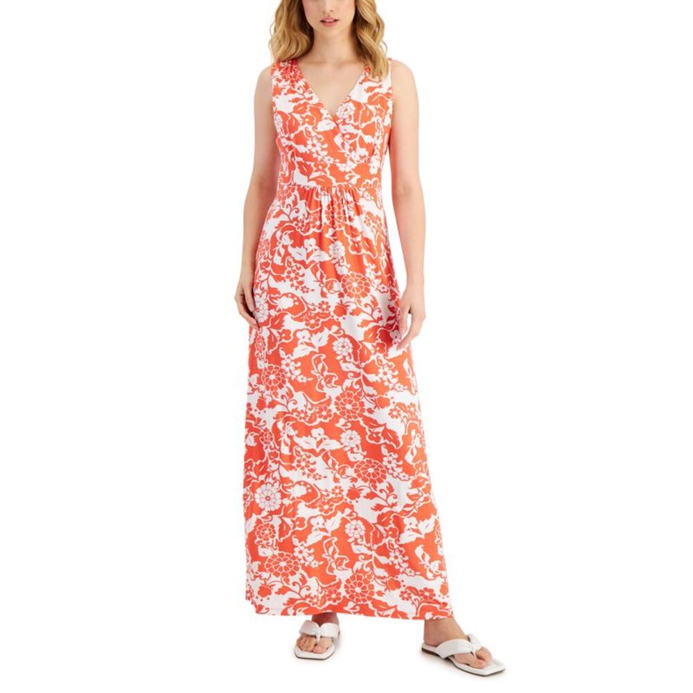 Charter Club Womens Sleeveless Cross Front Maxi Dress